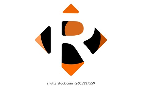 Letter R symbol, flat color illustration