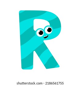 Der Buchstabe R. Symbol aus dem Monsteralphabet. Einzeln auf weißem Hintergrund. Vektorgrafik.