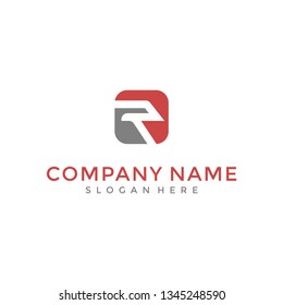 Letter R symbol with square logo design