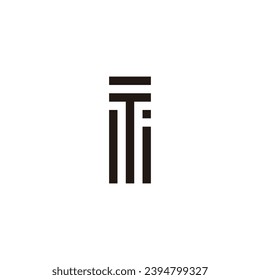 Letter r, T and i square lines geometric symbol simple logo vector