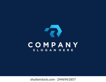 Letter R Tech Logo Design. Vector logo template