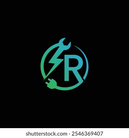 Letra R Tech Logo Design ilustración. Plantilla de diseño de logotipo digital de R Tech