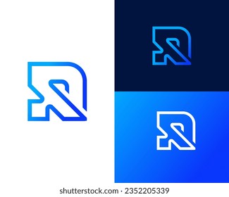 Letter R tech and technology logo design