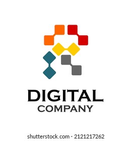 Letter r technology design logo template illustration