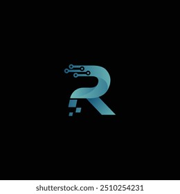 Letter R Technology, Line Dot Connection Logo, R tech logo, R technology vector