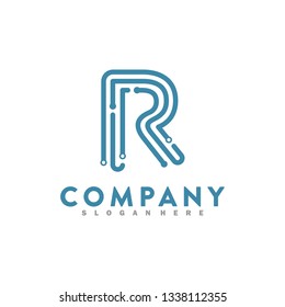 letter R technology logo illustration