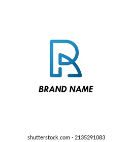 Logo de la tecnología Letter R. Logotipo tecnológico, plantilla moderna, minimalista, con logotipo vectorial futurista con color degradado azul.	
