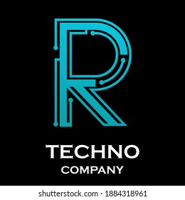 Letter r technology vector logo template. Suitable for technology, digital, web, link, internet, media etc