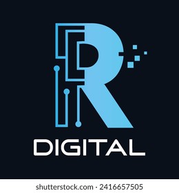 Letter r technology vector logo template. Suitable for technology, digital, web, link, internet, media etc