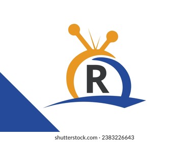 Letter R television Logo Design Concept. channel television TV logo vector icon illustration