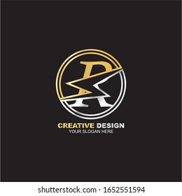 Buchstabe R Vorlage für kreatives Logo-Design mit Kreis-Symbol-Element. Vektorillustration elegante Gold- und Metallschrift.