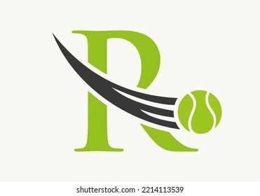 Letter R Tennis Logo Design Template. Tennis Sport Academy Sign, Club Symbol