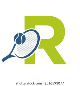 Letter R Tennis Logo. Vektorvorlage für Paddelsymbol