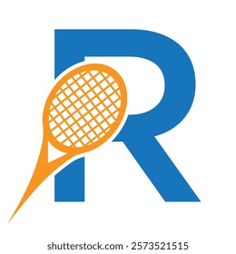 Letter R Tennis Logo. Paddle Symbol Vector Template