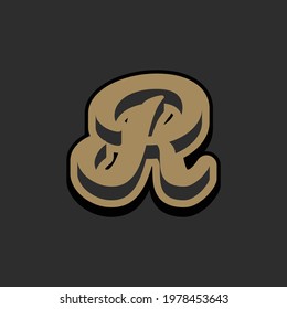 letter R text effect design vector