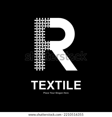 Letter R textile pattern and sewing logo vector design. Suitable for business, textile fabric, initial name, fashion, and knitting