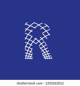 letter R with texture of curved lines that form a lattice