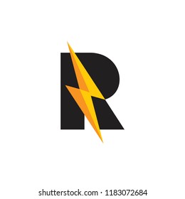 Letter R Thunder Design Logo Vector