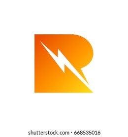 Letter R With Thunder Initial Logo Template