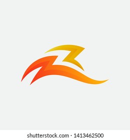 letter R with thunder logo design