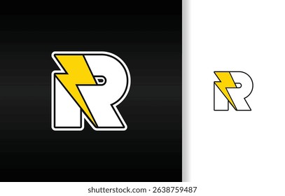 Letter R with Thunder logo electricLetter R with Thunder logo electric