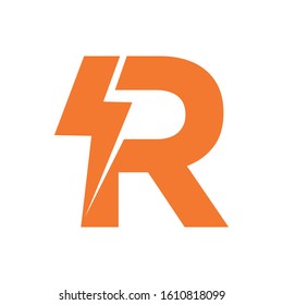 Letter R thunder power shape logo icon. Electrical Icon logo concept.	
