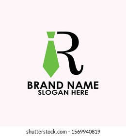 letter r with tie logo vector fashion man work templates