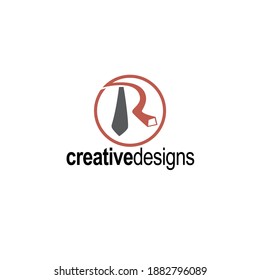 Letter R with tie logo vector.  Recruitment logo concept