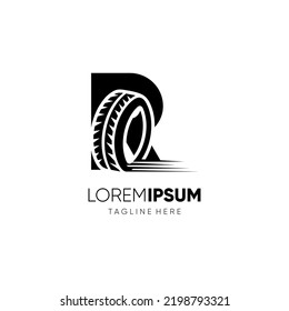 Letter R Tire Logo Design Vector Icon Graphic Illustration 