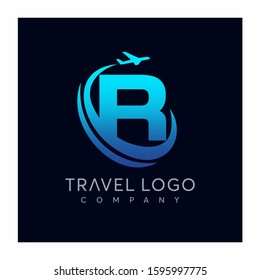 Letter R tour and travel logo design vector