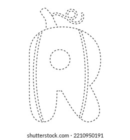 Letter R tracing worksheet for kids