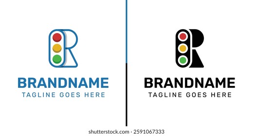 Letter R Traffic Light Logo Set, for  in technology, navigation, transportation, or communication companies