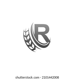 Letter R with trailing wheel icon design template illustration vector