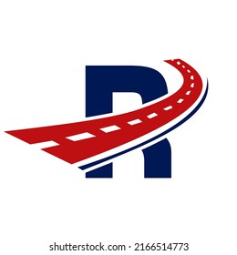Letter R Transport Logo. R Letter Road Logo Design Transportation Sign Symbol