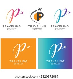 Letter R, travel logo design with a small plane.