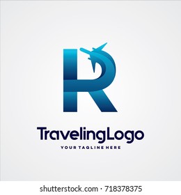 Letter R Travel Logo Template Design Vector, Emblem, Design Concept, Creative Symbol, Icon