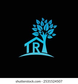 Letter R With Tree Home Logo Design