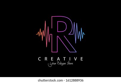 Letter R Trendy Design Logo Concept. Creative Icon Logo with Sound Wave Vector Illustration.