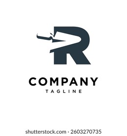 Letter R Triangle Bricklaying Trowel Logo Icon Vector