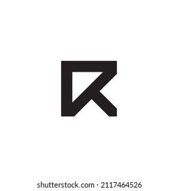 letter R triangle direction, simple symbol square vector logo