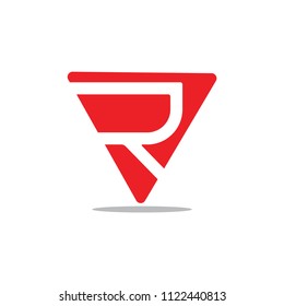 letter r triangle geometric logo vector