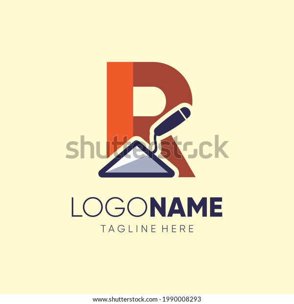 Letter R Trowel Logo Design Vector Stock Vector (Royalty Free ...