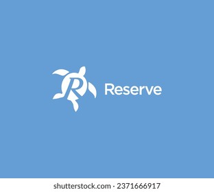 Letter R with turtle elegant monogram design. Vector illustration isolated on object