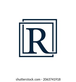 Letter R with two squares logo vector illustration design template.