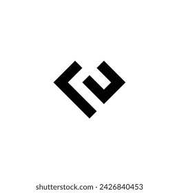 letter r u heart, square geometric symbol simple logo vector