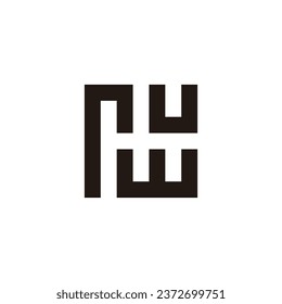 Letter r, u and w square geometric symbol simple logo vector