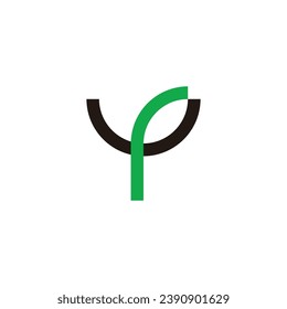 Letter r, U and Y leaf geometric symbol simple logo vector