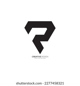 Letra R forma de diamante única logotipo de monograma negro