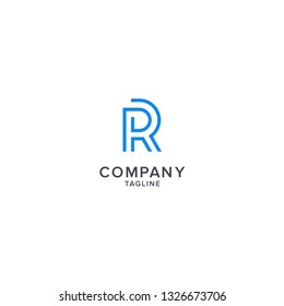 Letter R Unique Minimal Style golden and blue color initial based logo - Vector template