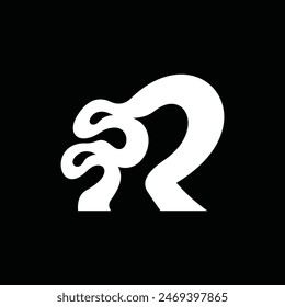 Buchstabe R Einzigartige moderne Vektorgrafik Logo Design Vorlage, Logo auf schwarzem Hintergrund